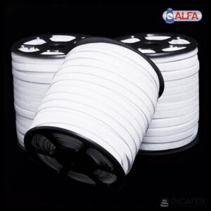 Elástico branco de embutir com 7 milímetros em crochet